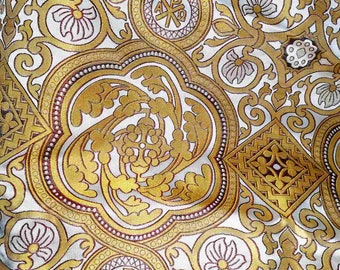Tissu jacquard brocart métallisé pour vêtements liturgiques grecs
