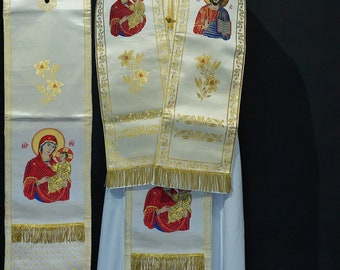 Communion Orhodox Greek Russion Stole for bishops Liturgical Vestment with Enangelists icons 4 colors