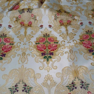 Floral pattern Jacquard Brocade Fabric, Made in Greece.