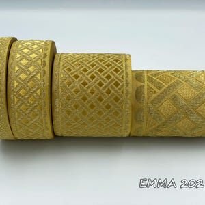 Religious Gold Jacquard Semi Metallic trim 2,5-4 - 8,5 and 10cm wide