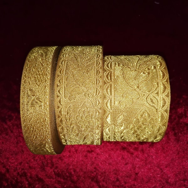 Religioso Oro Diseño Vid Jacquard Adorno metálico 2,5 cm - 4 cm y 6 cm de ancho