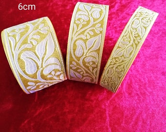 Religious Gold - white Jacquard Semi Metallic trim 2,5-4 and 6cm wide