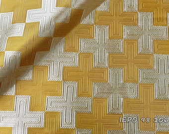 Priestliches Kreuzmuster-Gewandung- Metallic Brokat-Gewebe (IERO 98) (IERO 98.1)