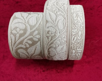 Religious Silver Jacquard Semi Metallic trim 2,5-4 and 6cm wide