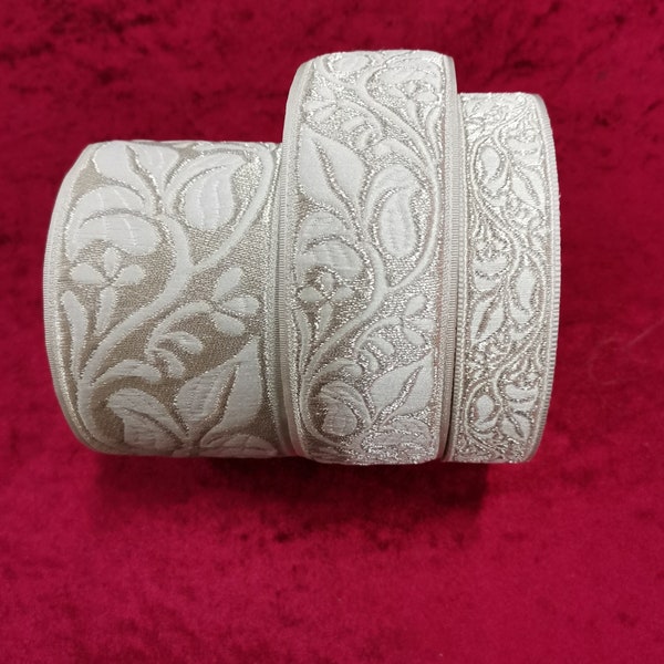 Religious Silver Jacquard Semi Metallic trim 2,5-4 and 6cm wide