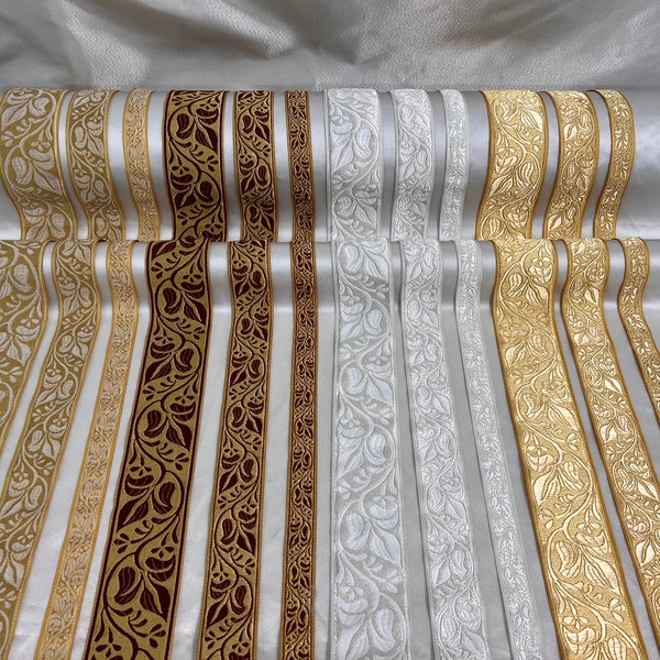 Patterned Semi Metallic Gallon, sacred trims with aesthetic appeal for vestments. / EMMA 192