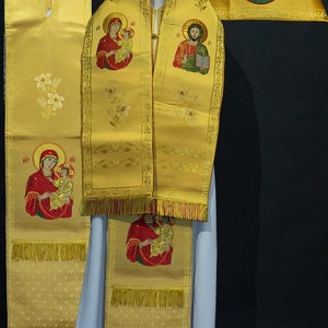 Communion Orhodox Greek Russion Stole for bishops Liturgical Vestment with Enangelists icons 4 colors image 3