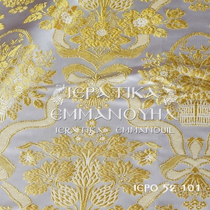 Liturgische Gewänder Metallic Jacquard Brokat Stoff IERO 52
