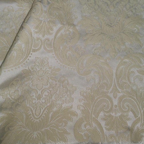 Off white colour brocade jacquard damask fabric.