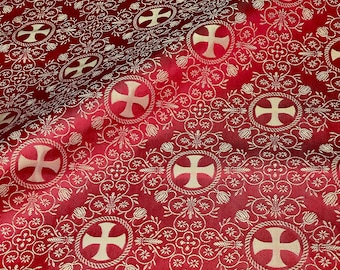 STOCK CLEARANCE -40% - 8.5 meters Greek liturgical Lightweight Rayon Fabric with Crosses
