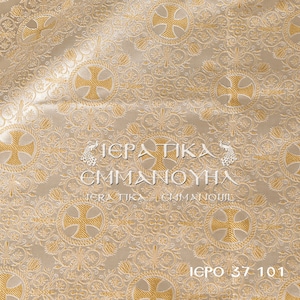 Liturgical Vestments Metallic Light Weight Brocade Fabric with crosses IERO 37
