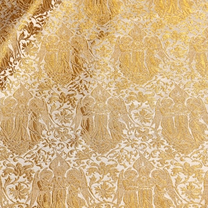 Liturgical vestments brocade fabric metallic with angels IERO 69