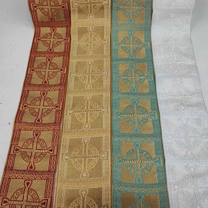 Gold Liturgische metallic Jacquard-Gewebe Phrey Gallonen trimmen 11 cm breit