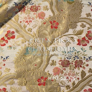 Floral pattern metallic jacquard brocade fabric, Made in Greece