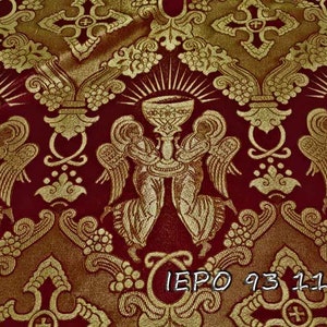 Greek Liturgical metallic brocade fabric with angels, 6 colors, pattern repeat 17,5 and 35cm
