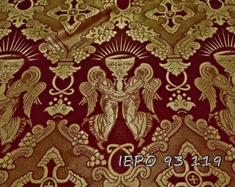 Greek Liturgical metallic brocade fabric with angels, 6 colors, pattern repeat 17,5 and 35cm