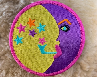 Psychedelic Hippy Chick Embroidered Iron On Patch Girl Music Peace Grovy 152-G