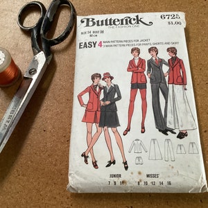 Vintage Sewing Pattern - Butterick 6725 - Bust 36&quot; - Jackets Pants Shorts Skirt - 1970&#39;s  #50001