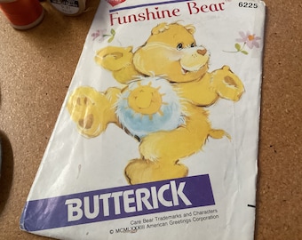 Vintage Sewing Pattern Uncut - Butterick 6225 - Care Bear Funshine Bear - 1983  #50054