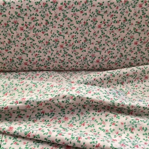 Vintage Fabric - Cotton Fabric - Pink and Green Floral Print - NOS - 1960's  #50110