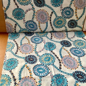 Vintage Fabric - Blue & Lilac Circular Print - NOS - 1960's  #50102