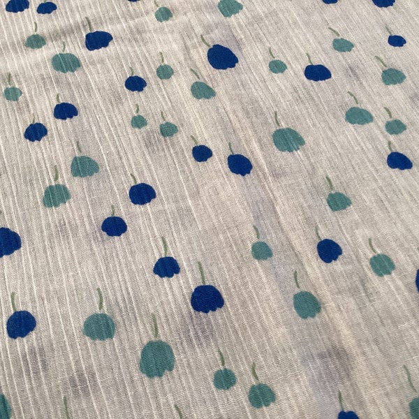 Vintage Fabric - Blue Print Cheescloth - NOS - 1980's  #50117