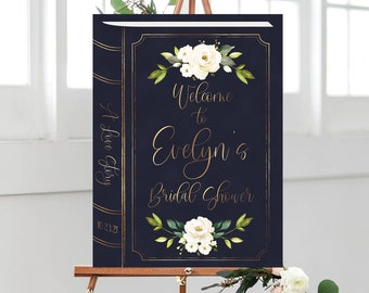 fairytale book bridal shower welcome sign, printable historic romance literary bridal luncheon welcome poster