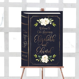 Fairy Tale Book Wedding Welcome Sign, Enchanted Story Woodland Fairytale Welcome Poster, Printable Historic Romance Literary Reception Decor