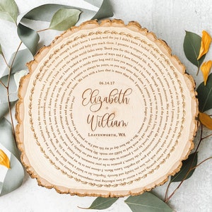 Personalized His and Hers Wedding Vows, Custom 5th Anniversary Wood Vow Art, Bridal Gift for Groom or Bride, Wedding Keepsake