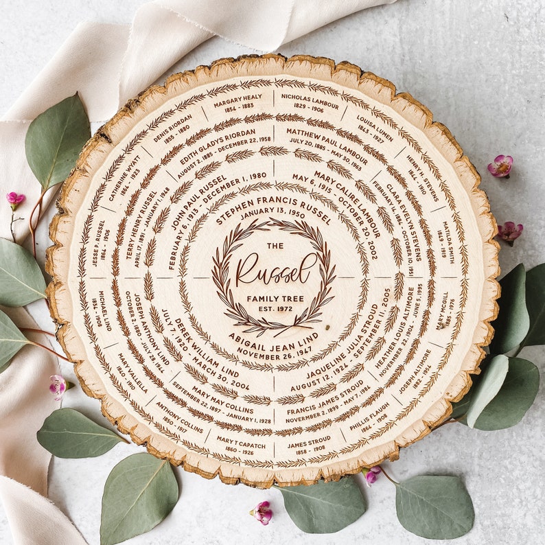 Your family is a big one and the grandpa is the lead. Why not pick this creative and modern family tree wood slice art to send your love to him. With names and dates of births of all your family members engraved on, this slice will be the best gift for grandpa on this special occasion.