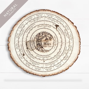 Wood Slice Family Tree, Personalized Mother's Day Gift Ideas, Custom Gift for Mom, Wedding 20th Anniversary, Gift for Grandmother, for Wife image 5