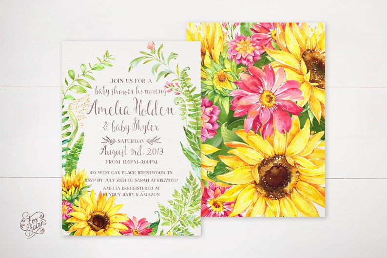 Sunflower Girl Baby Shower Invite Sunshine Sprinkle Image 0