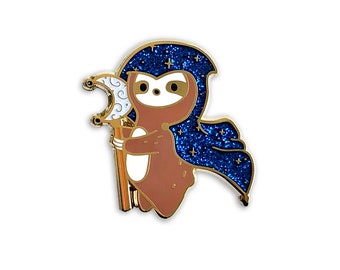 Sloth Enamel Pin, DnD Gift, Mage Sloth Lapel Pin Jewelry, Nerd Gifts D20, Tabletop Gamer Dungeons and Dragons