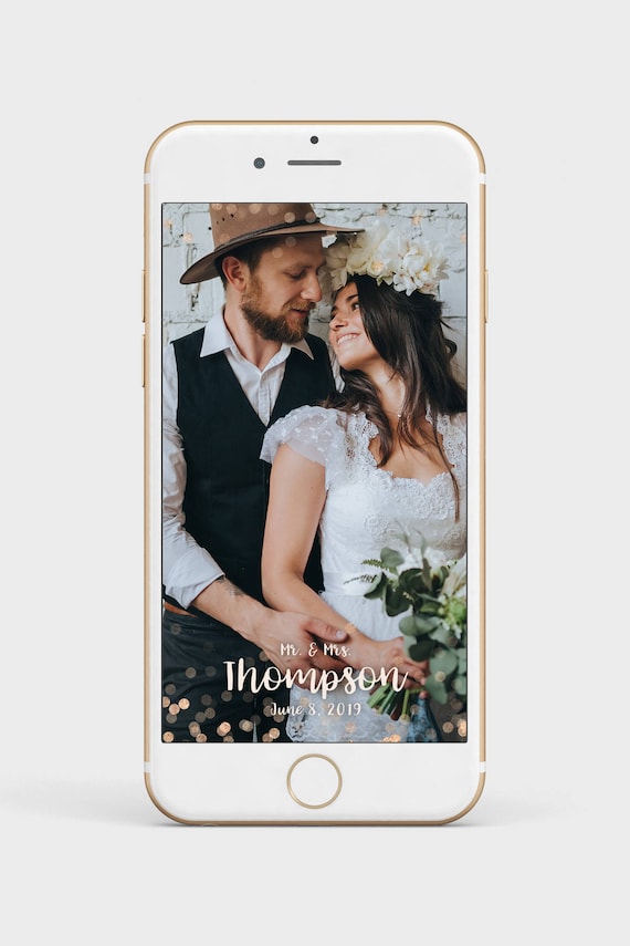 Rose Gold Glitter Wedding Snapchat Filter Custom Modern Mr Etsy