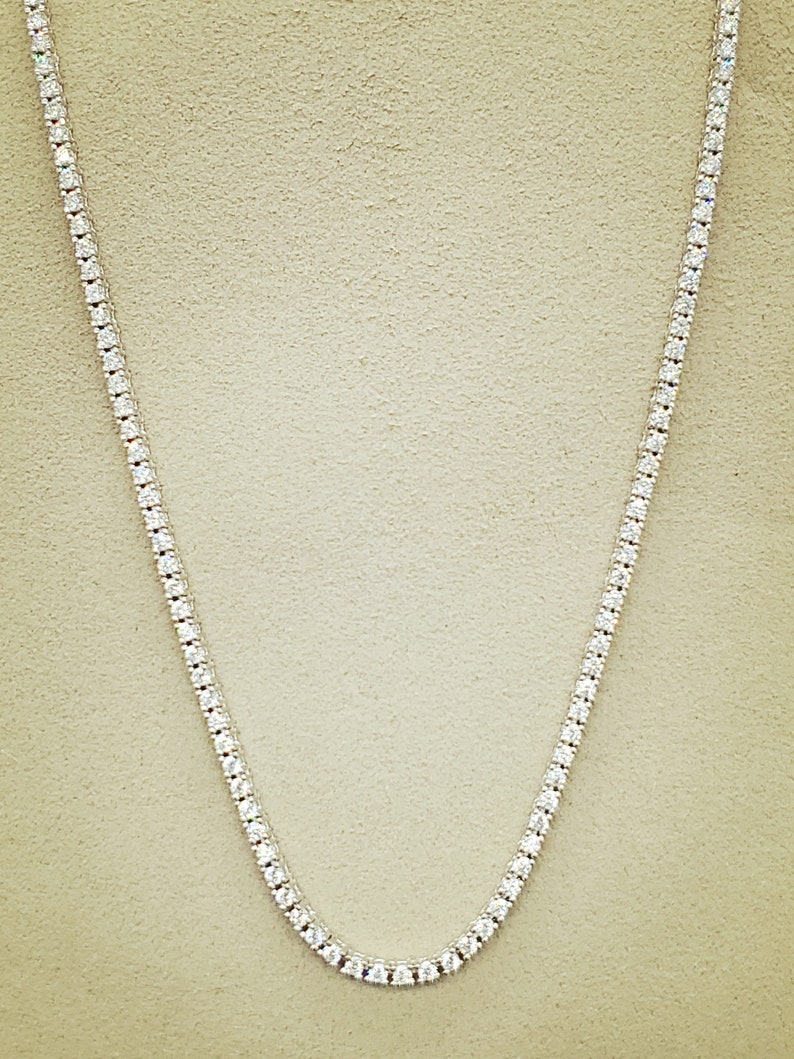 925 Sterling Silver With CZ Tennis Necklace 17 inch Length Etsy
