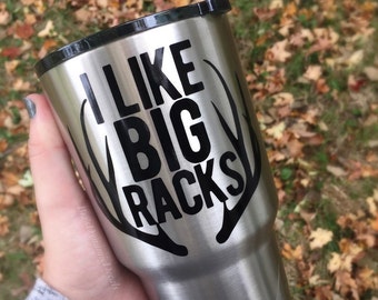 J’aime les gros racks autocollant de chasse - autocollant de camion pour hommes - autocollant de tasse pour lui - idée de cadeau de chasseur de mari - cerf chasseur homme tumbler