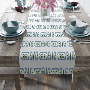 Camino de mesa moderno de mediados de siglo / Mantel geométrico abstracto / Decoración de hogar moderna con estampado atómico / 50&#39;s 60&#39;s / camino de mesa de estilo vintage