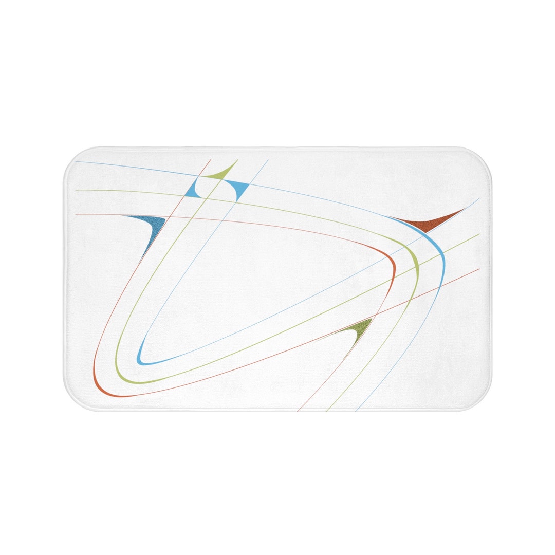 50s Midcentury Modern Atomic Pattern Shower Curtain, Vintage Design