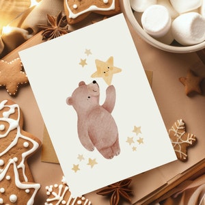 Carte/carte postale/carte de voeux - ours avec étoile