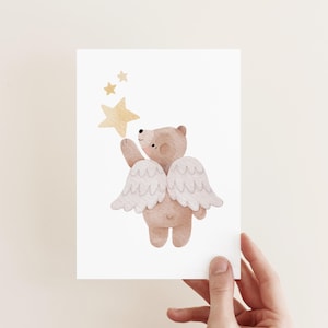 Biglietto/cartolina/biglietto d'auguri - Angelo custode/Orso