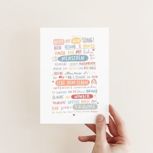 Karte/Postkarte/Grußkarte - Zum Geburtstag / bunte Worte