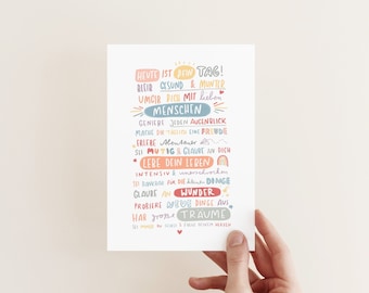 Card/postcard/greeting card - Happy birthday / colorful words