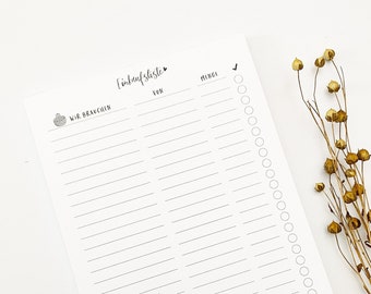Shopping list - notepad/planner/calendar/to do list