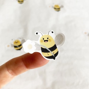 Etiketten/Stickers - Bij met bloemen