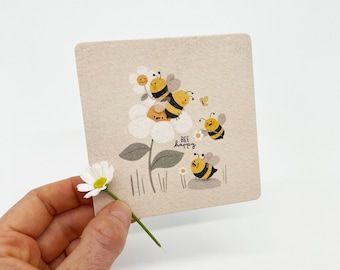 Biglietto/cartolina quadrata - api