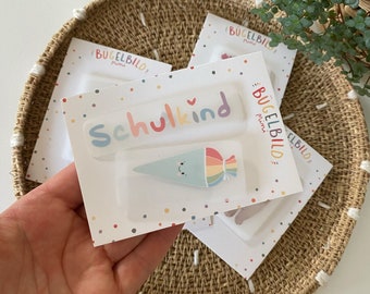 Mini Bügelbilder - Zuckertüte mit Schriftzug Schulkind