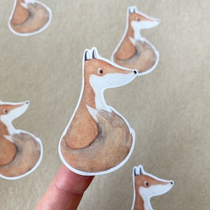 Etiketten / stickers - Fox aquarel