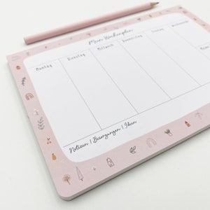 Mini planer tygodniowy/notatnik w formacie DIN A5 - Różowy Ogród