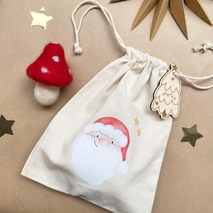 Borsa natalizia/sacchetto/borsa in cotone con ciondolo - Babbo Natale