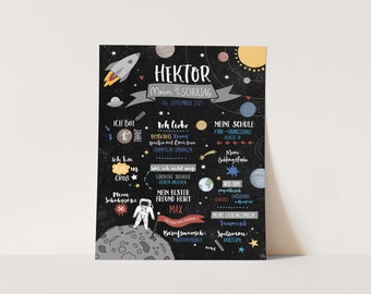 Milestone board for starting school/school board/first day of school/school introduction - space